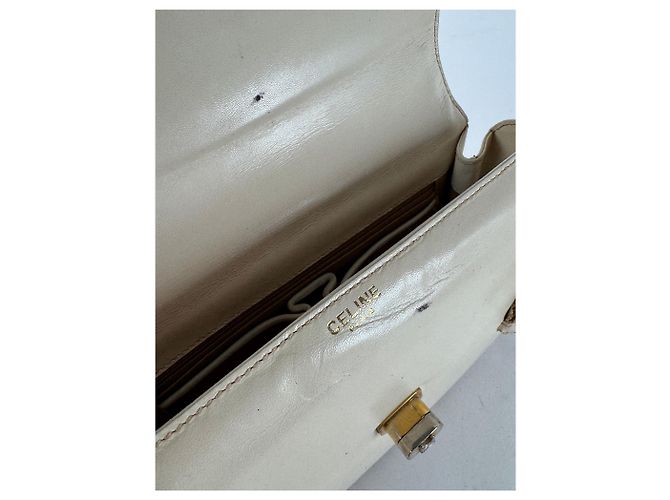 Triomphe Céline Vintage Celine Paris Ledertasche beige Weiß - Ansicht 4