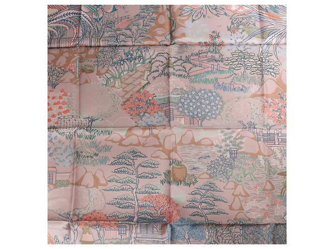 Garden Bufanda Hermès Carré 90 "Mille Feuilles de Soie" 100% Seda en Gris - vista 8