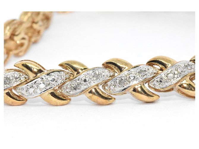 Autre Marque Bracciale Tennis con Diamanti Placcato Oro D'oro - vista 2