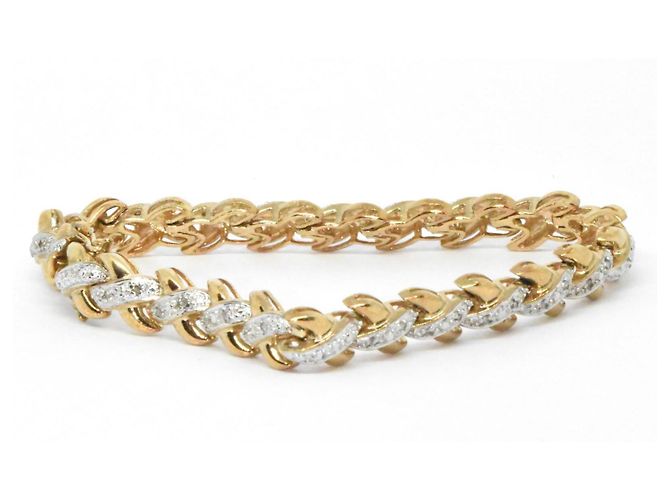 Autre Marque Bracciale Tennis con Diamanti Placcato Oro D'oro - vista 3