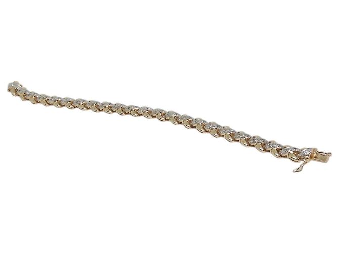 Autre Marque Bracciale Tennis con Diamanti Placcato Oro D'oro - vista 4
