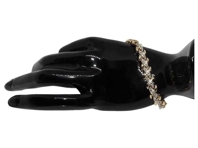 Autre Marque Bracciale Tennis con Diamanti Placcato Oro D'oro - vista 6