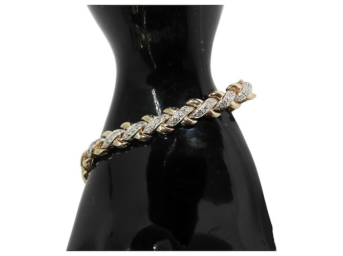 Autre Marque Bracciale Tennis con Diamanti Placcato Oro D'oro - vista 7