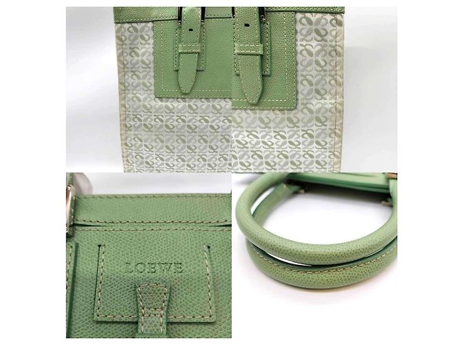 Borsa Tote Loewe verde in pelle e tela - vista 3