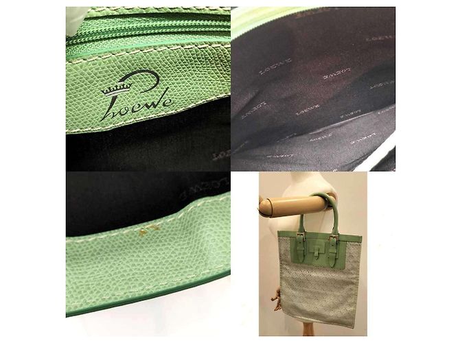 Borsa Tote Loewe verde in pelle e tela - vista 5