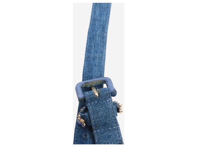 Ermanno Scervino Cinturón de denim azul con joyas envolventes - vista 5