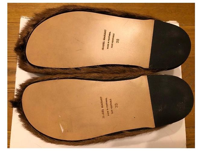 Zoccoli Isabel Marant Mirvin in Pelliccia Marrone Nero - vista 5