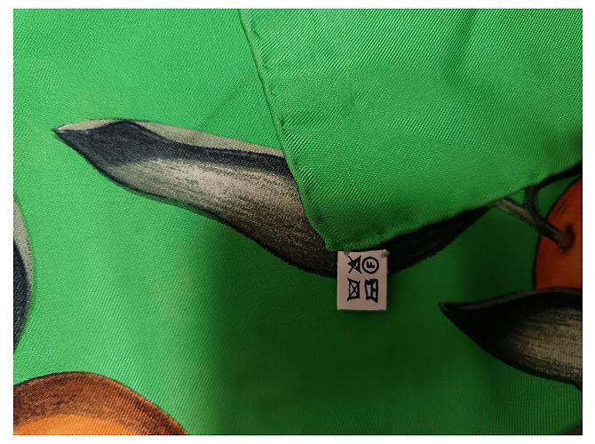 Sciarpa di seta Hermès Lemon & Orange 1962 verde - vista 7