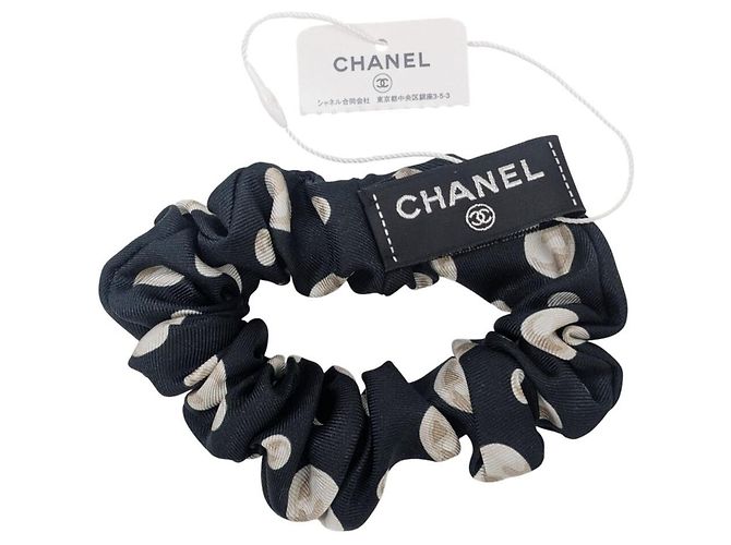 Scrunchie de seda negra Chanel Negro - vista 4