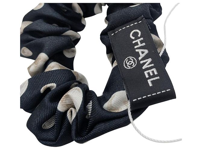 Scrunchie de seda negra Chanel Negro - vista 6