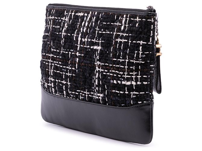 Clutch Gabrielle O in tweed nero medio di Chanel - vista 2