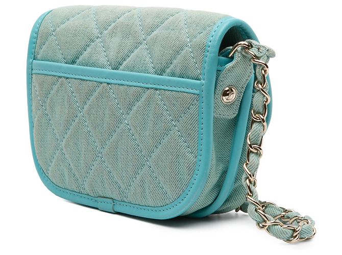 Chanel Mini CC Blu in Denim Trapuntato Borsa a Spalla - vista 2