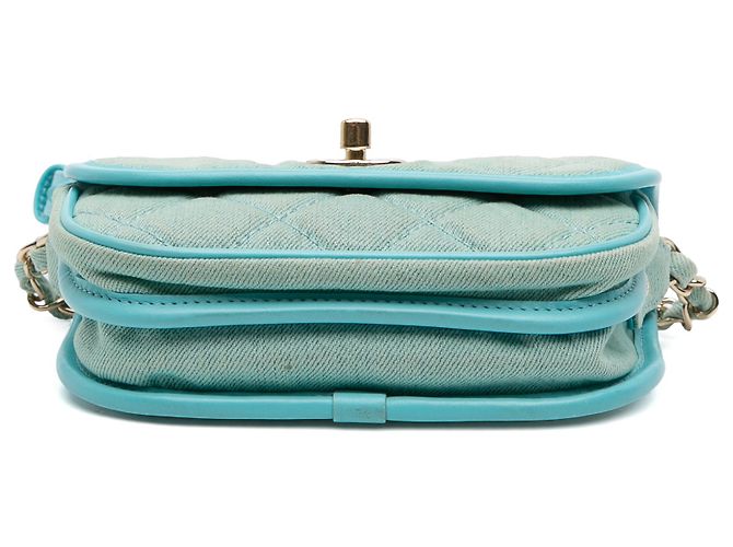 Chanel Mini CC Blu in Denim Trapuntato Borsa a Spalla - vista 3