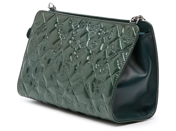 Pochette Preziosa in Pelle Verniciata Verde Chanel Verde scuro - vista 2