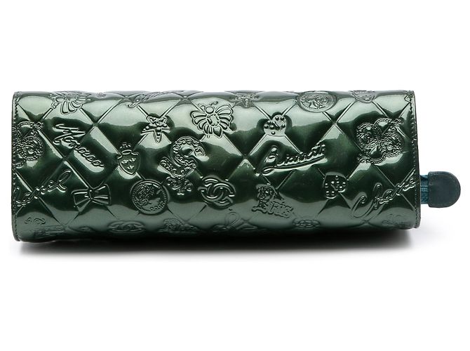Pochette Preziosa in Pelle Verniciata Verde Chanel Verde scuro - vista 3