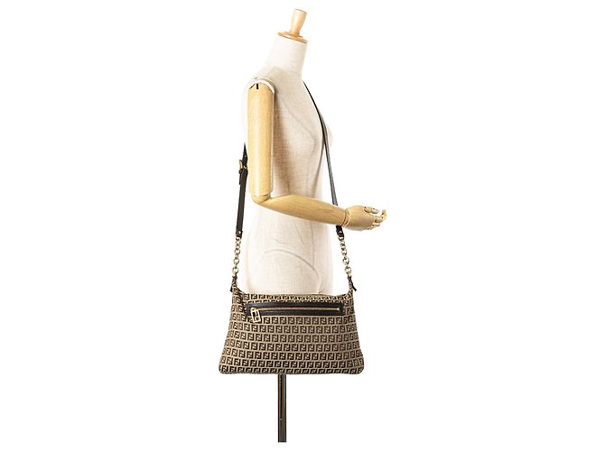 Fendi Beiger Zucchino Canvas Umhängetasche - Ansicht 11