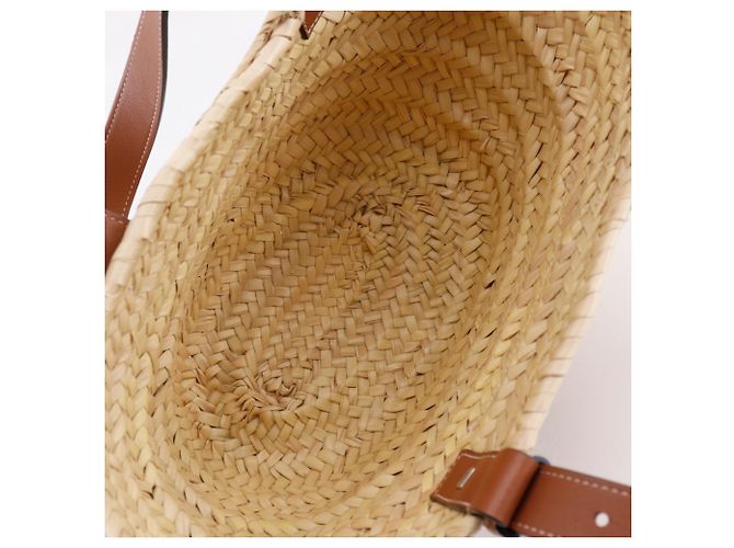 Borsa tote Loewe piccola in rafia e pelle Marrone Beige - vista 6
