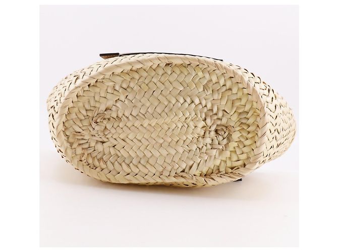 Borsa tote Loewe piccola in rafia e pelle Marrone Beige - vista 7