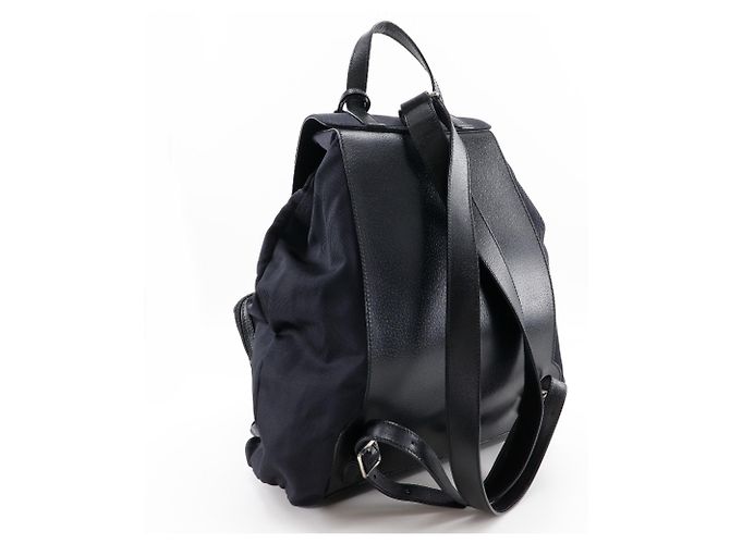 Zaino in nylon nero e pelle Gucci - vista 3