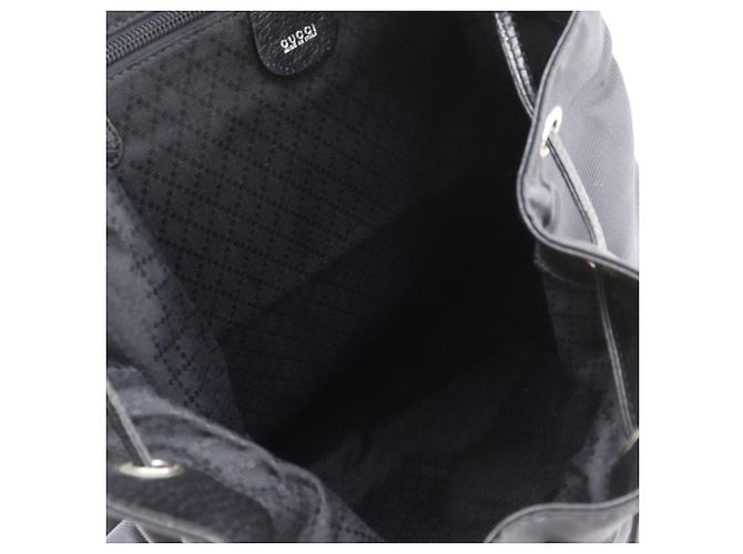 Zaino in nylon nero e pelle Gucci - vista 7