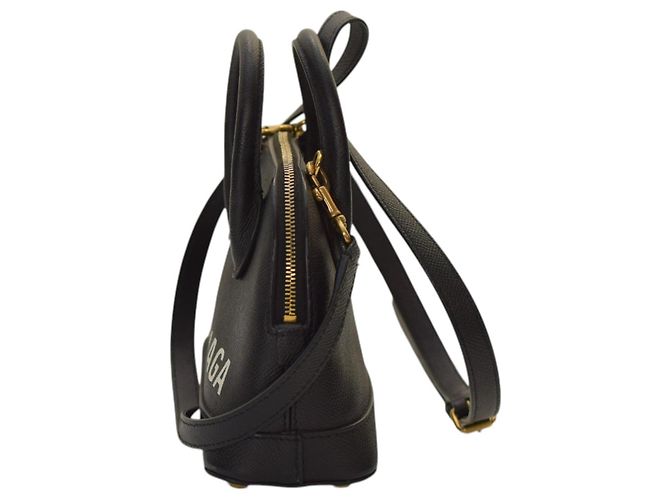 Borsa a tracolla in pelle con logo Balenciaga Ville Top Handle XXS – Nero e bianco - vista 3