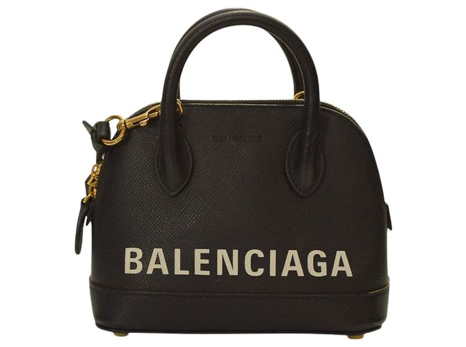Borsa a tracolla in pelle con logo Balenciaga Ville Top Handle XXS – Nero e bianco - vista 5