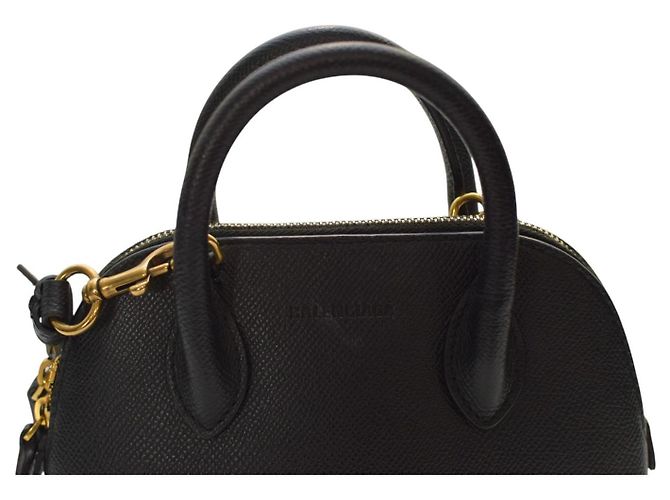 Borsa a tracolla in pelle con logo Balenciaga Ville Top Handle XXS – Nero e bianco - vista 6