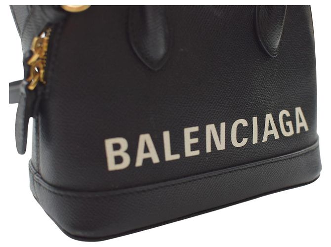 Borsa a tracolla in pelle con logo Balenciaga Ville Top Handle XXS – Nero e bianco - vista 8
