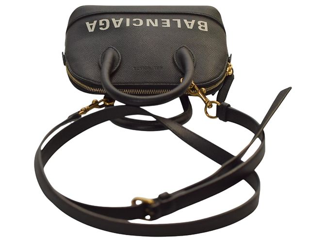Borsa a tracolla in pelle con logo Balenciaga Ville Top Handle XXS – Nero e bianco - vista 9