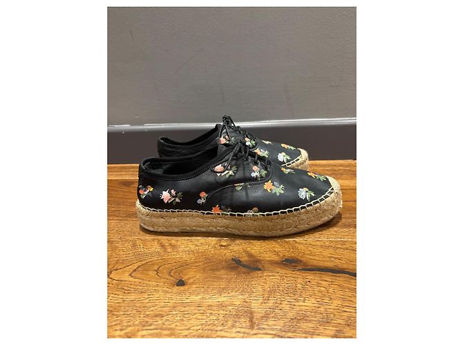 Saint Laurent Espadrilles mit Blumenmuster 38,5 Schwarz - Ansicht 10