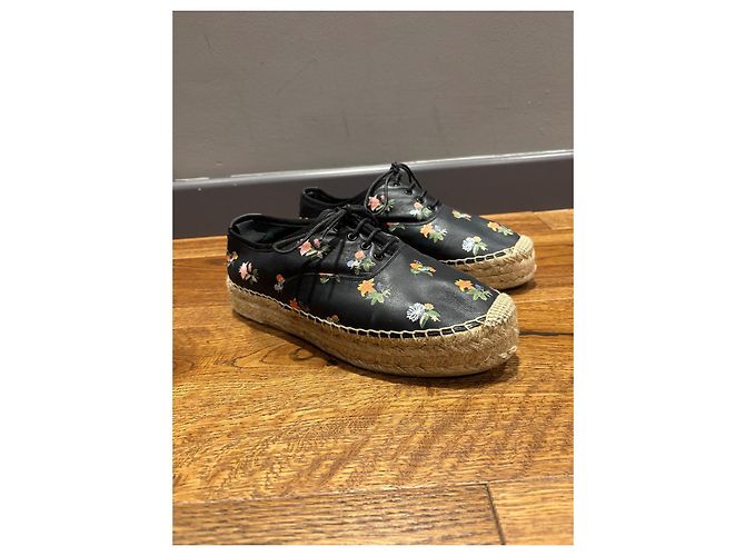 Saint Laurent Espadrilles mit Blumenmuster 38,5 Schwarz - Ansicht 11