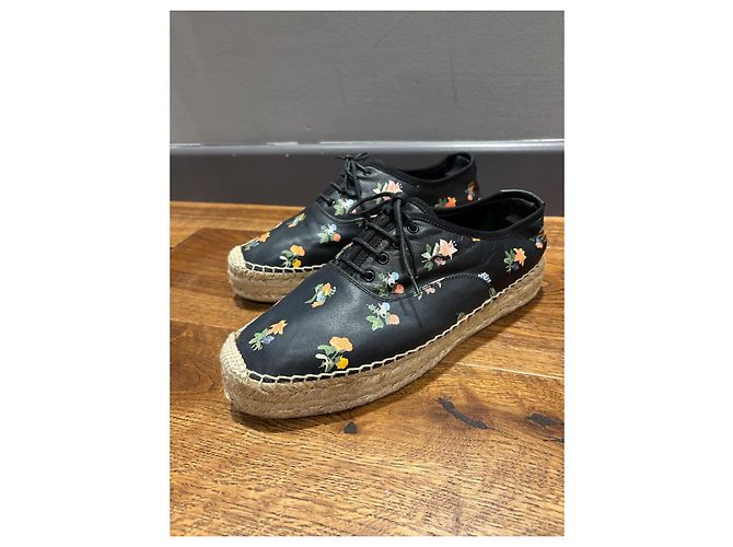 Saint Laurent Espadrilles mit Blumenmuster 38,5 Schwarz - Ansicht 13