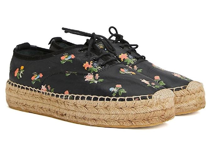Saint Laurent Espadrilles mit Blumenmuster 38,5 Schwarz - Ansicht 2