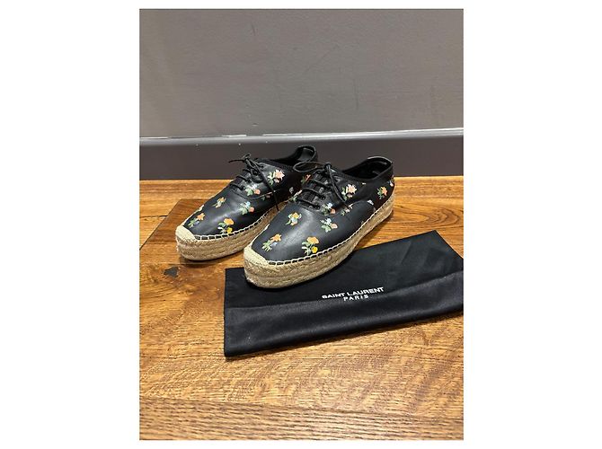 Saint Laurent Espadrilles mit Blumenmuster 38,5 Schwarz - Ansicht 3