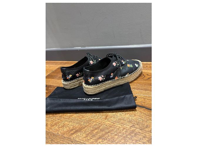 Saint Laurent Espadrilles mit Blumenmuster 38,5 Schwarz - Ansicht 4