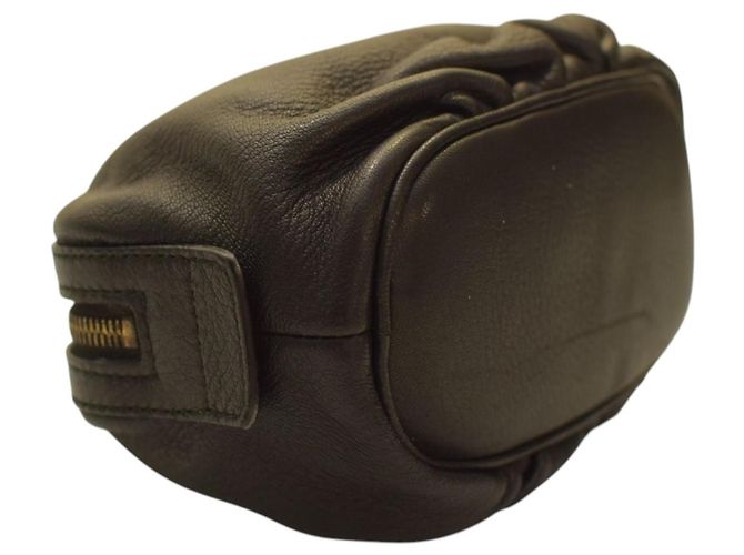 Bamboo GUCCI Clutch Bag Vintage in Pelle Nera con Zip in Bambù in pelle morbida nera Nero - vista 10