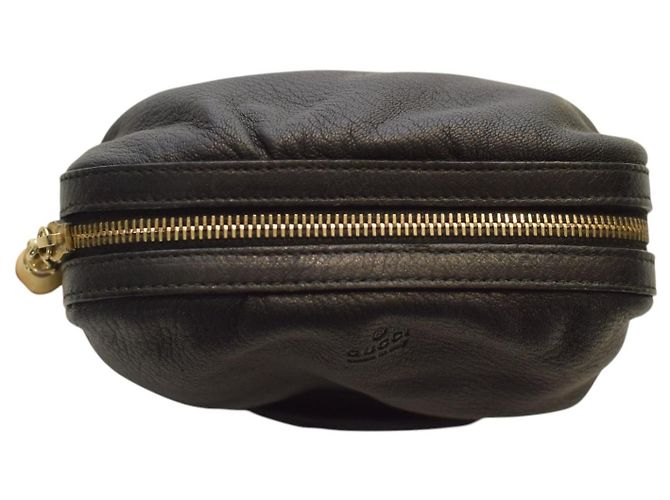 Bamboo GUCCI Clutch Bag Vintage in Pelle Nera con Zip in Bambù in pelle morbida nera Nero - vista 11
