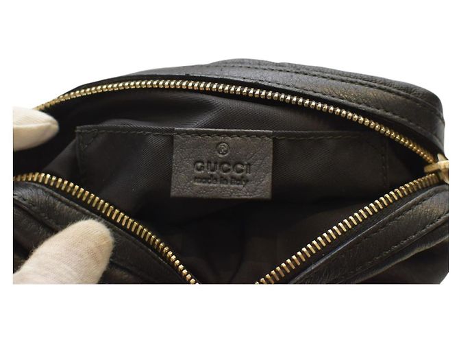 Bamboo GUCCI Clutch Bag Vintage in Pelle Nera con Zip in Bambù in pelle morbida nera Nero - vista 15