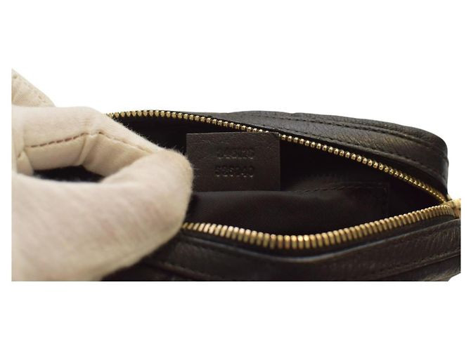 Bamboo GUCCI Clutch Bag Vintage in Pelle Nera con Zip in Bambù in pelle morbida nera Nero - vista 16