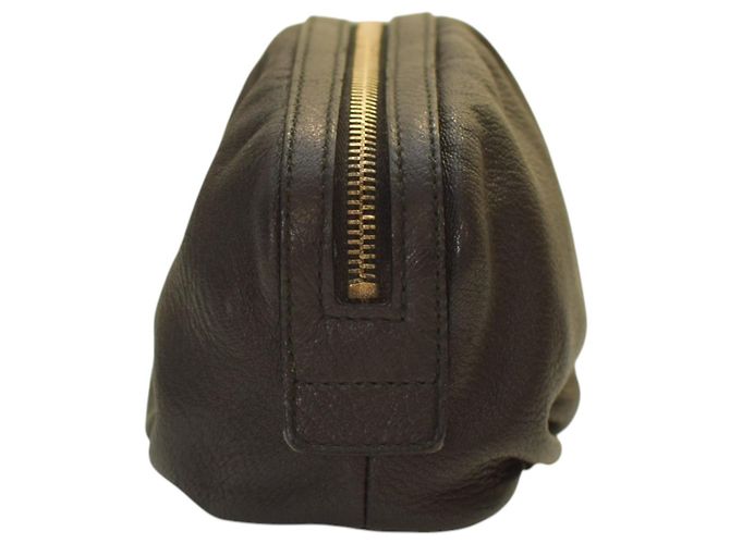 Bamboo GUCCI Clutch Bag Vintage in Pelle Nera con Zip in Bambù in pelle morbida nera Nero - vista 4