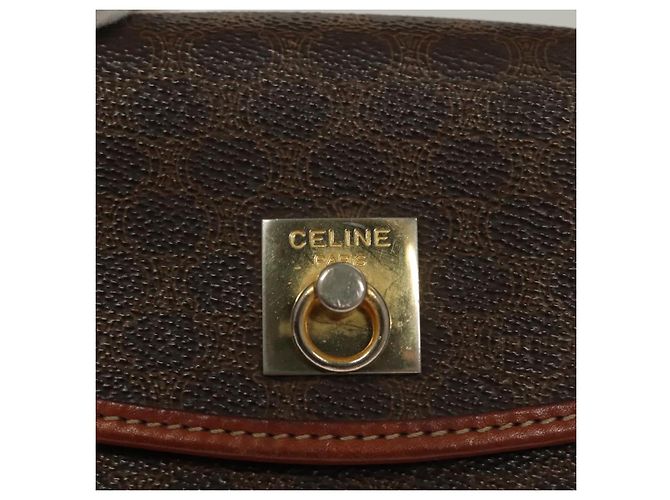Céline Borsa a mano in tela Macadam CELINE in pelle PVC marrone oro Auth ep10012 D'oro - vista 17