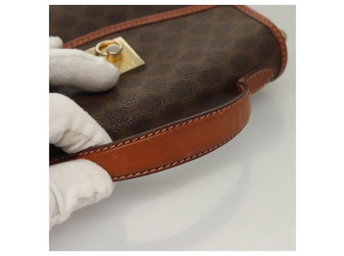 Céline Borsa a mano in tela Macadam CELINE in pelle PVC marrone oro Auth ep10012 D'oro - vista 7