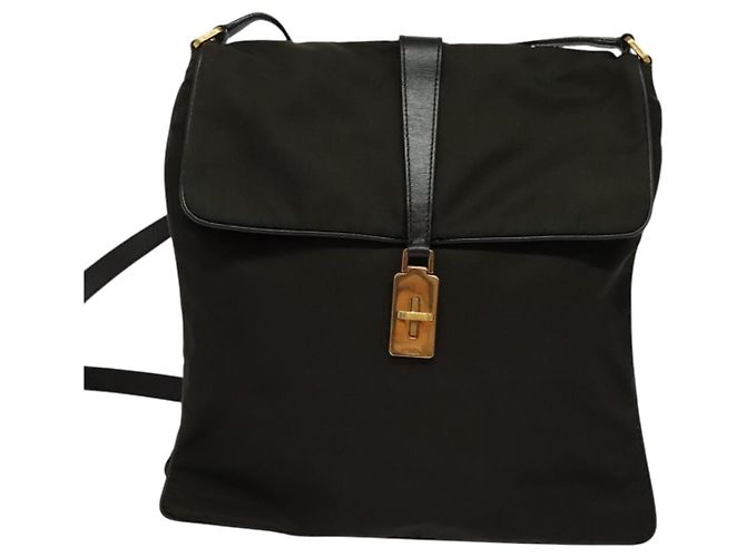PRADA Schultertasche Nylon Khaki Gold Auth bs28237 Golden - Ansicht 13