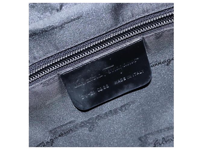 Borsa a mano Salvatore Ferragamo in tela nera e argento autentica sw1281 - vista 12