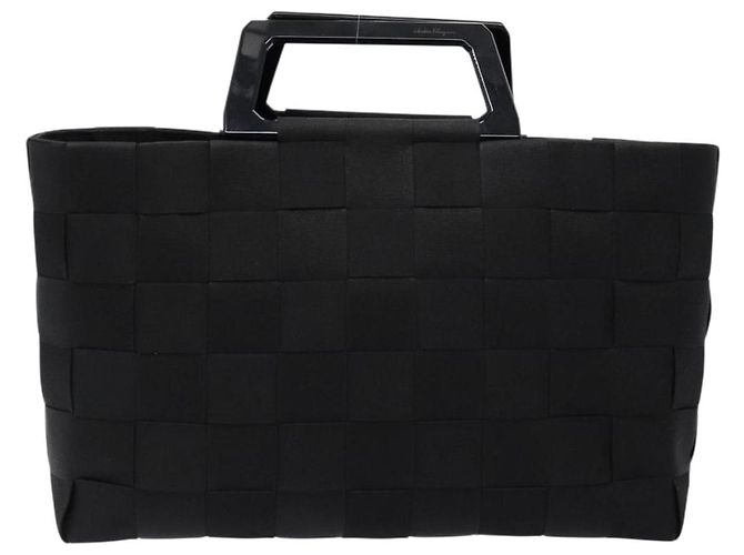 Borsa a mano Salvatore Ferragamo in tela nera e argento autentica sw1281 - vista 13