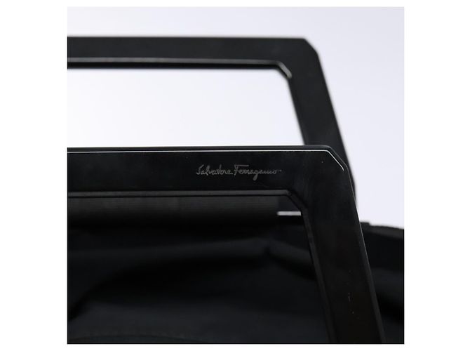 Borsa a mano Salvatore Ferragamo in tela nera e argento autentica sw1281 - vista 17