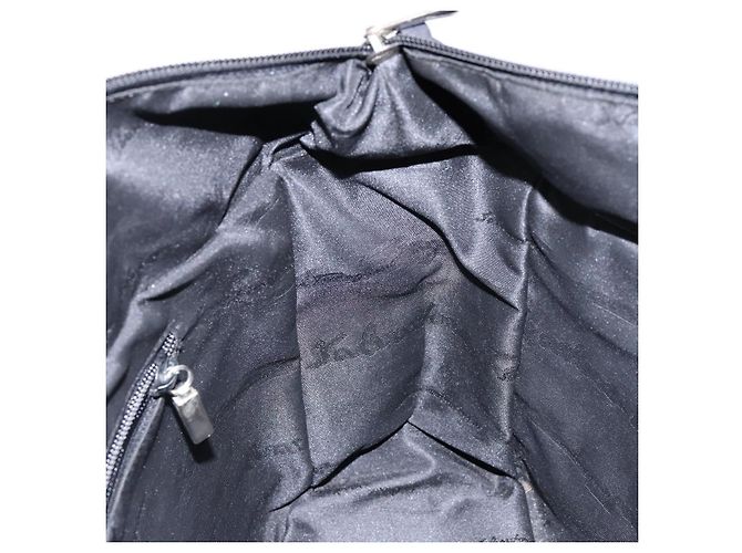 Borsa a mano Salvatore Ferragamo in tela nera e argento autentica sw1281 - vista 18