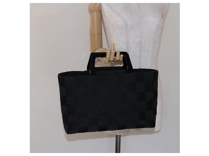 Borsa a mano Salvatore Ferragamo in tela nera e argento autentica sw1281 - vista 21