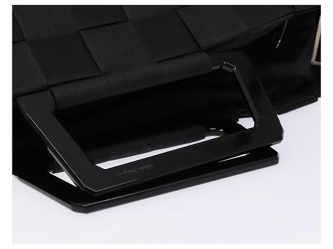 Borsa a mano Salvatore Ferragamo in tela nera e argento autentica sw1281 - vista 7