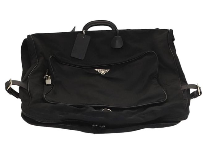 PRADA Funda para prendas de nylon negro plateado Auth bs28232 Plata - vista 13